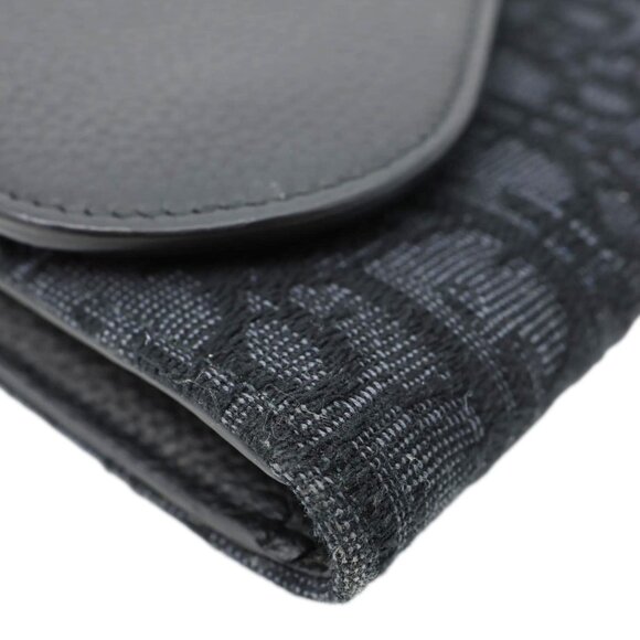 Christian Dior  Saddle Oblique Jacquard Leather Wallet Black - Picture 6 of 10